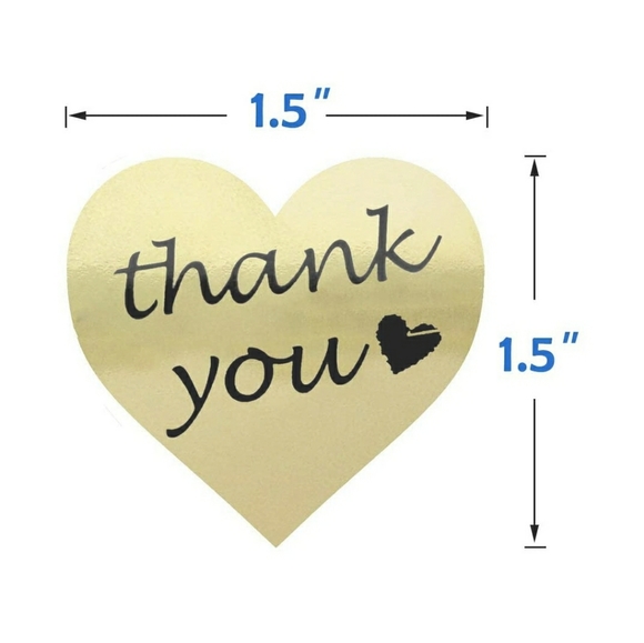 200 roll!! Premium foil "THANK YOU" large 1.5" heart labels - Picture 5 of 6